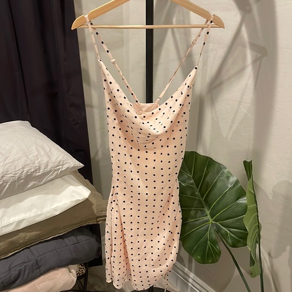 Nasty Gal Dresses & Skirts - Never worn Pink polka dot midi dress